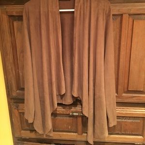 GeeGee Flowy Suede Camel Tan Cardigan